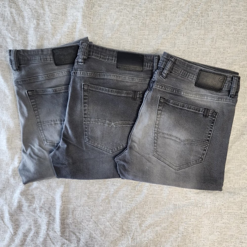 Buffalo David Bitton - Driven-X Basic 34x32 Grey Jeans Lot of 3 pairs